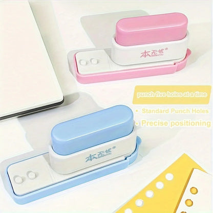 Compact 5-Hole Punch for Notebooks, Planners & Office Documents
