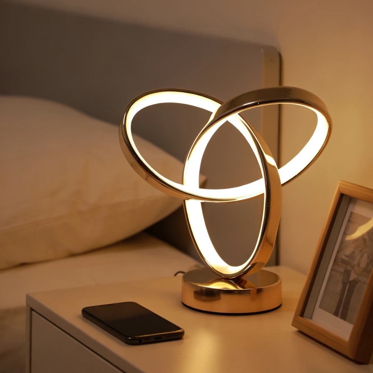 USB Modern Art Desk Lamp with Tri-Color Lighting
