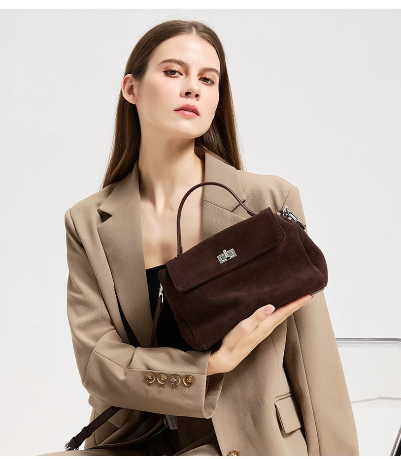 Women’s Suede Leather Flap Shoulder & Crossbody Bag