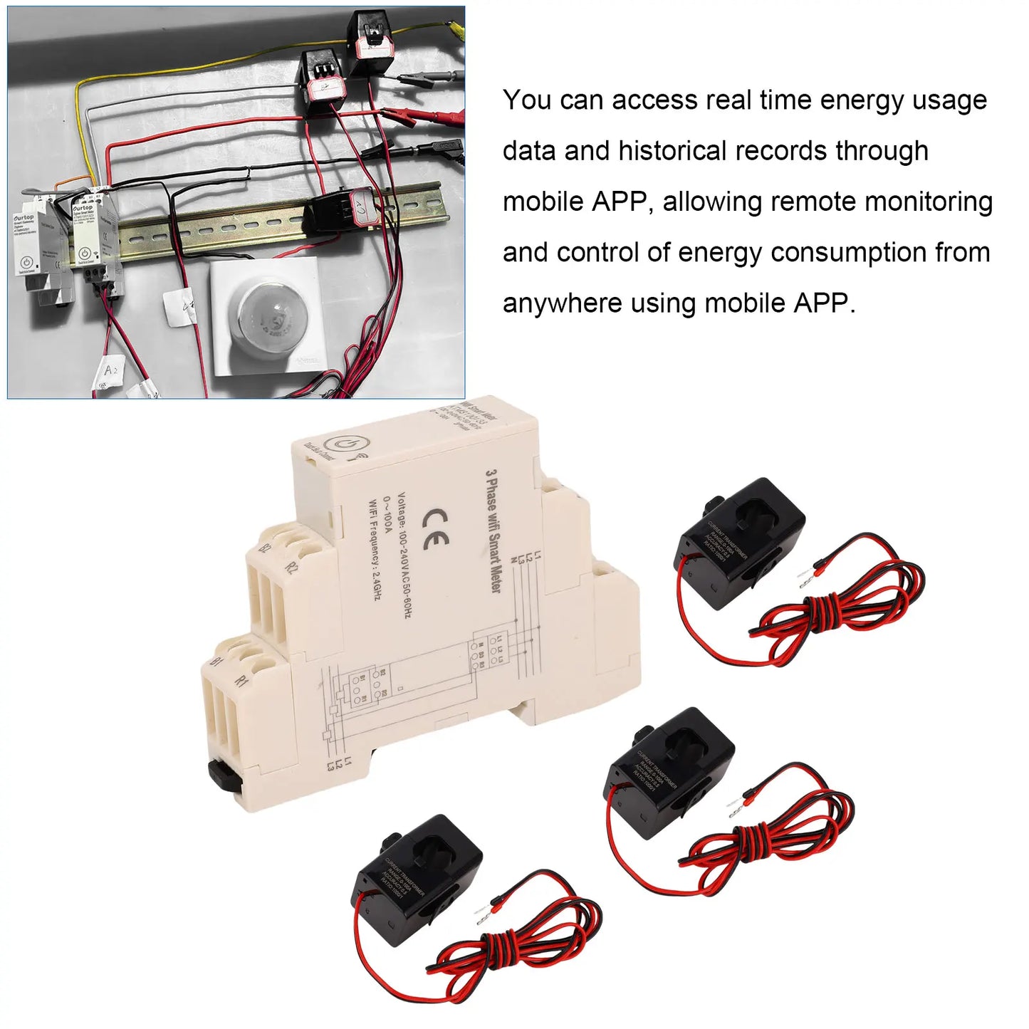 Smart WiFi 3 Phase Energy Meter with APP Monitoring