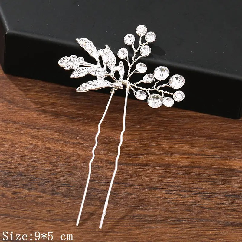 Pearl Rhinestone Flower Hair Pins