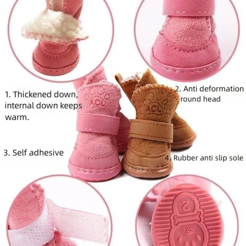 Warm Non-Slip Pet Boots for Outdoor Walks & Cold Weather