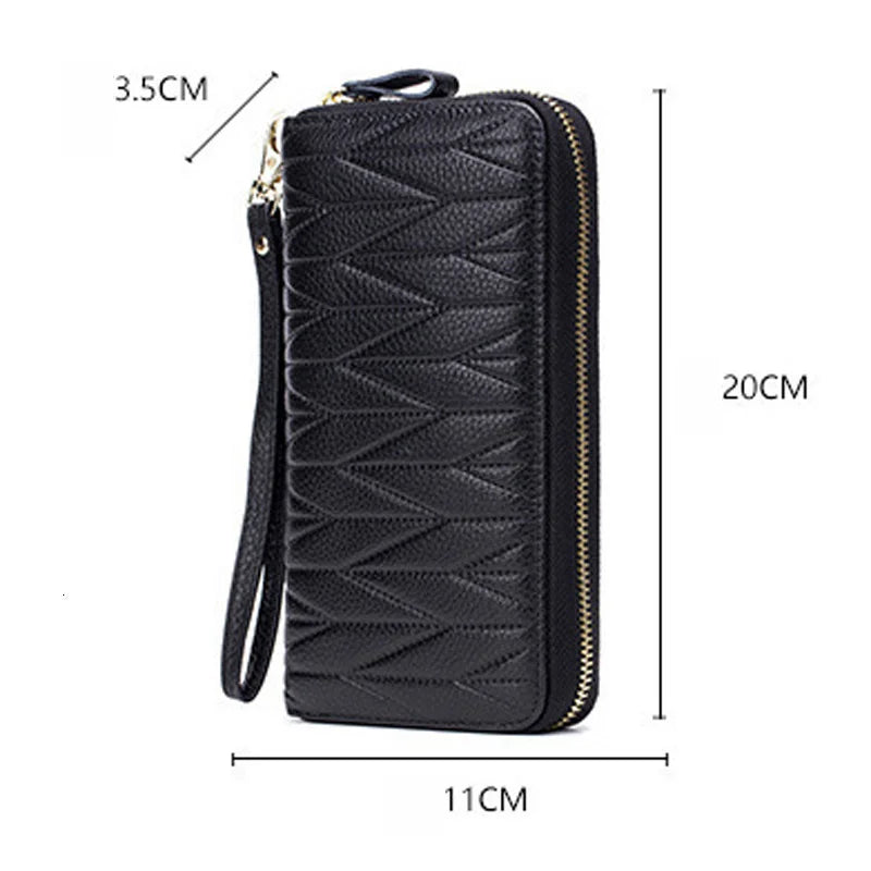Genuine Cow Leather Zip-Around Wallet with 36 Card Slots