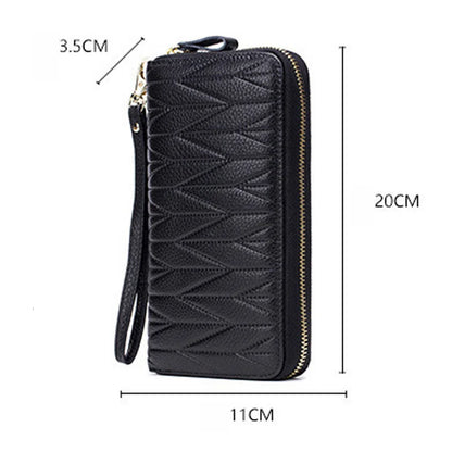 Genuine Cow Leather Zip-Around Wallet with 36 Card Slots