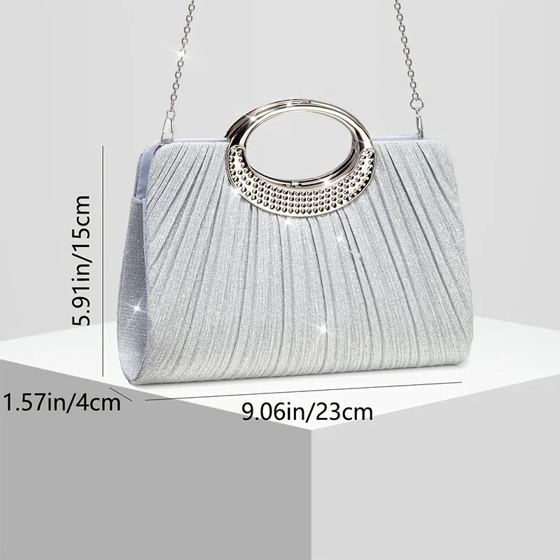 Pleated Shimmer Evening Clutch Bag