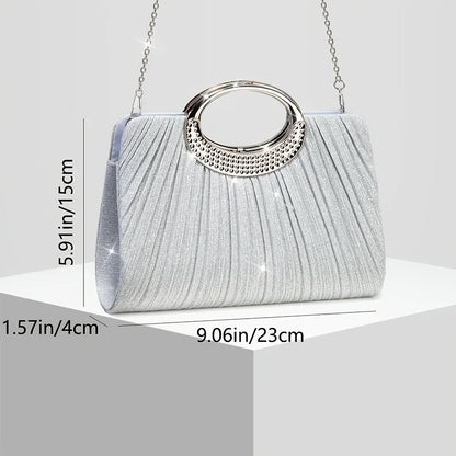 Pleated Shimmer Evening Clutch Bag