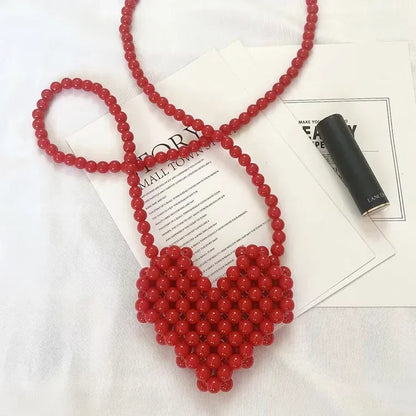 Mini Heart Beaded Crossbody Bag
