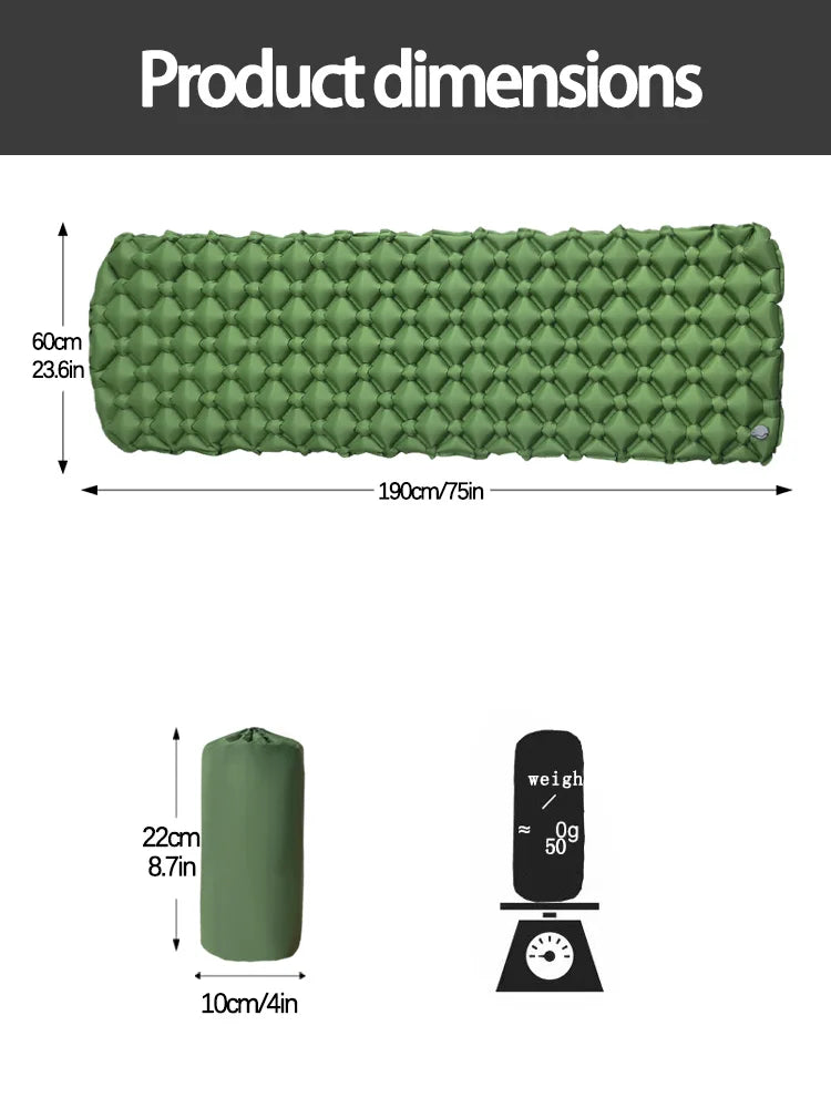 Ultralight Inflatable Camping Sleeping Pad with Built-In Foot Pump