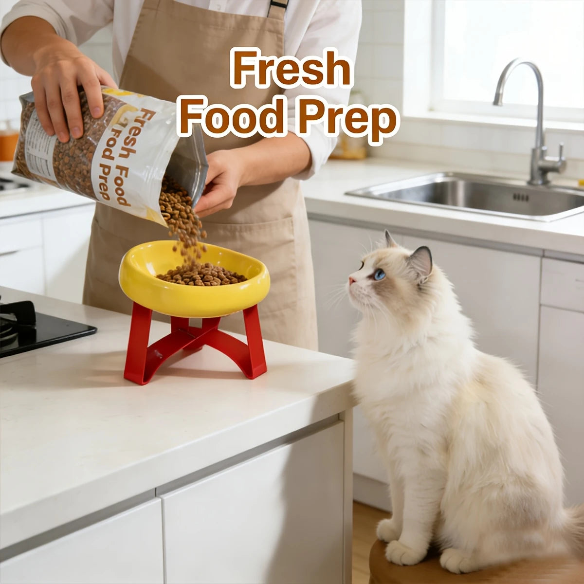 Elevated Anti-Spill Pet Food Bowl for Cats
