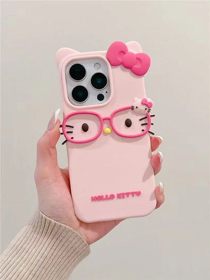 3D Cartoon Cat Silicone Phone Case for iPhone
