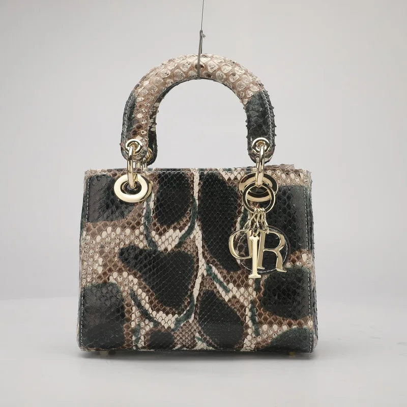 Genuine Snakeskin Leather Top Handle Handbag