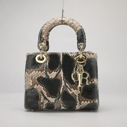 Genuine Snakeskin Leather Top Handle Handbag