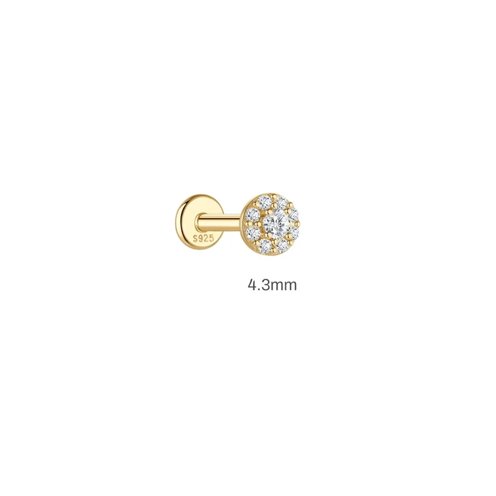 925 Sterling Silver Round Moissanite Stud Earring
