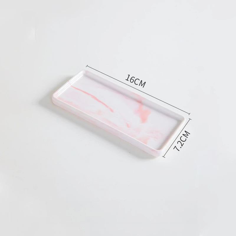 Marble Pattern Rectangular Bathroom Vanity Tray