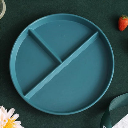 Divided Dish In 3 Reusable Round Dinner Plate