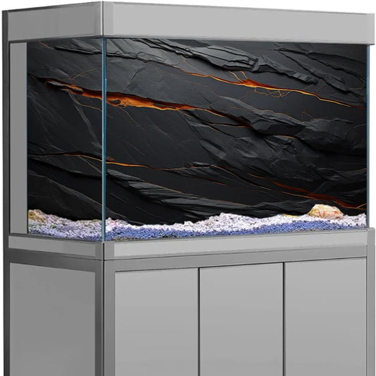 3D Black Stone Self-Adhesive Aquarium Background