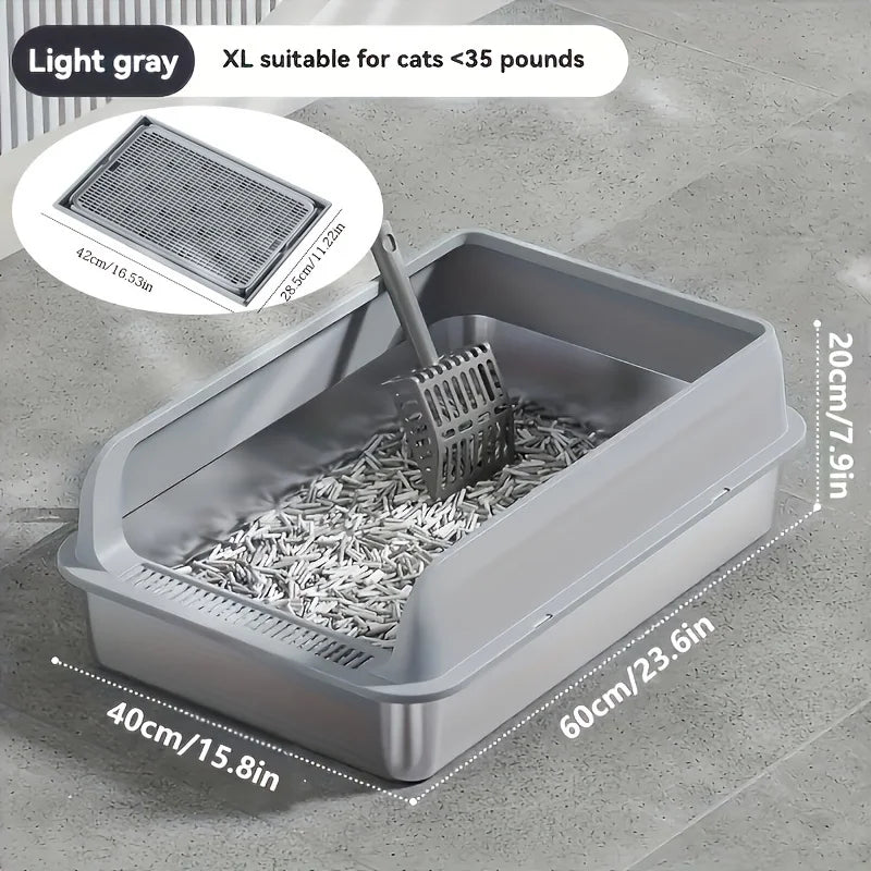 Extra Large Stainless Steel Cat Litter Box with Lid