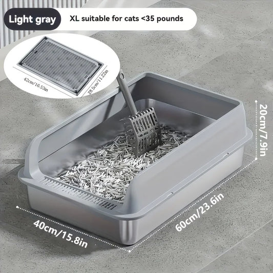 Extra Large Stainless Steel Cat Litter Box with Lid