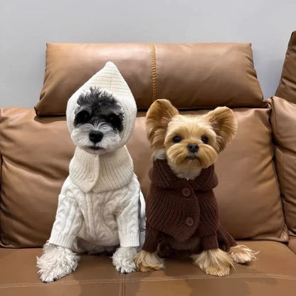 White Knit Sweater Jumpsuit for Small Dogs