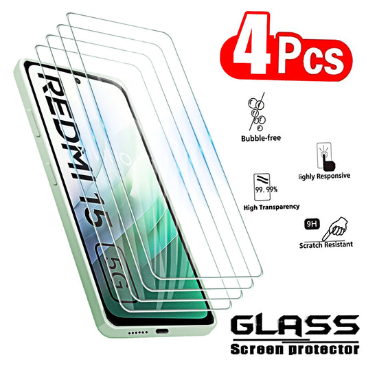 4Pcs Tempered Glass Screen Protector for Redmi 15