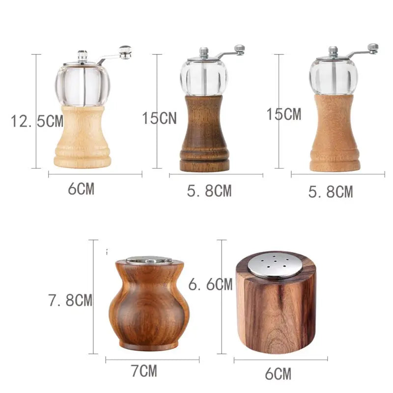 Hand-Crank Wooden Pepper Grinder