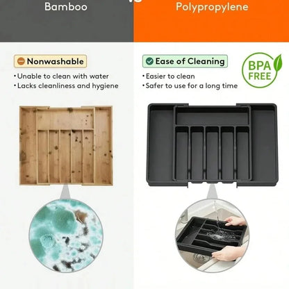 Adjustable Retractable Cutlery Drawer Organizer