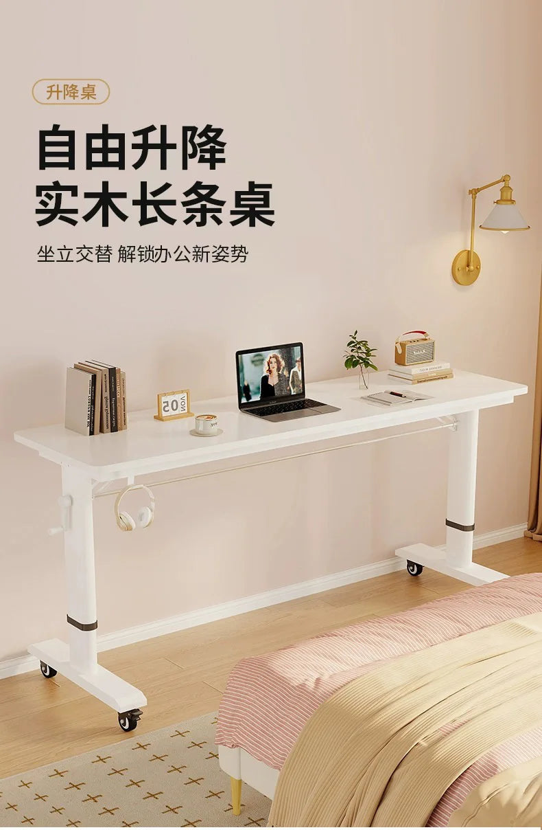 Adjustable Overbed Laptop Desk with Hand Crank & Wheels