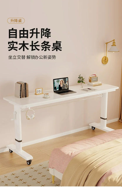 Adjustable Overbed Laptop Desk with Hand Crank & Wheels