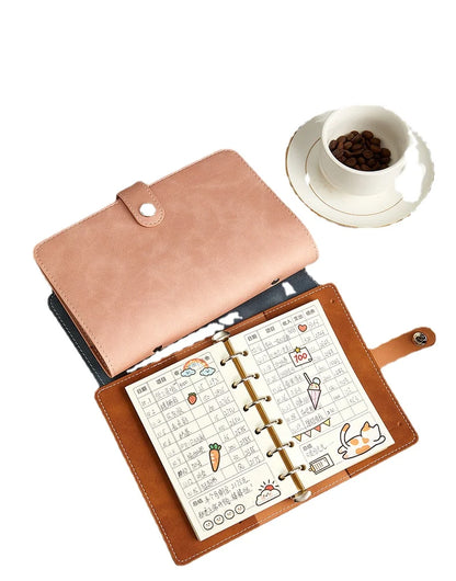 A7 PU Leather 6-Ring Binder Notebook Cover