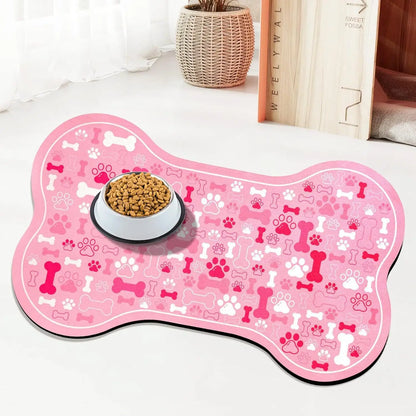 Non-Slip Diatom Mud Dog Feeding Mat with Paw Print Design