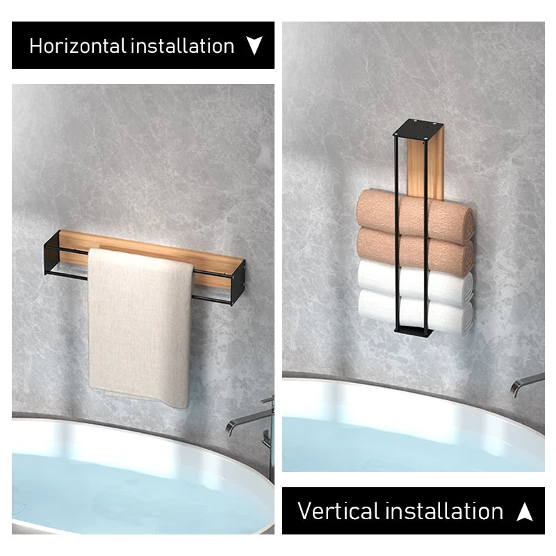 Wall Mounted Wooden Towel Rack