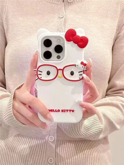 3D Cartoon Cat Silicone Phone Case for iPhone