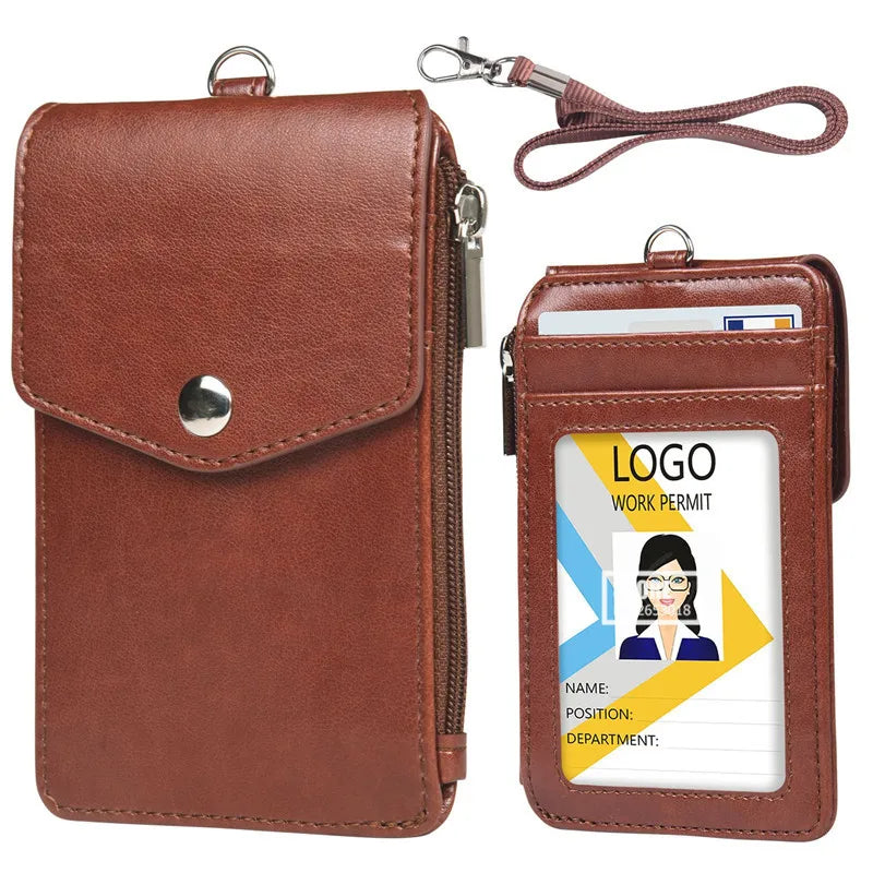 PU Lanyard Badge Holder with Zipper