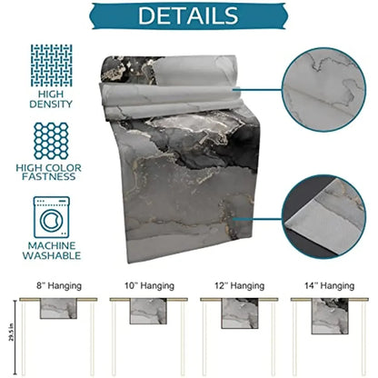 Black Grey Marble Linen Table Runner