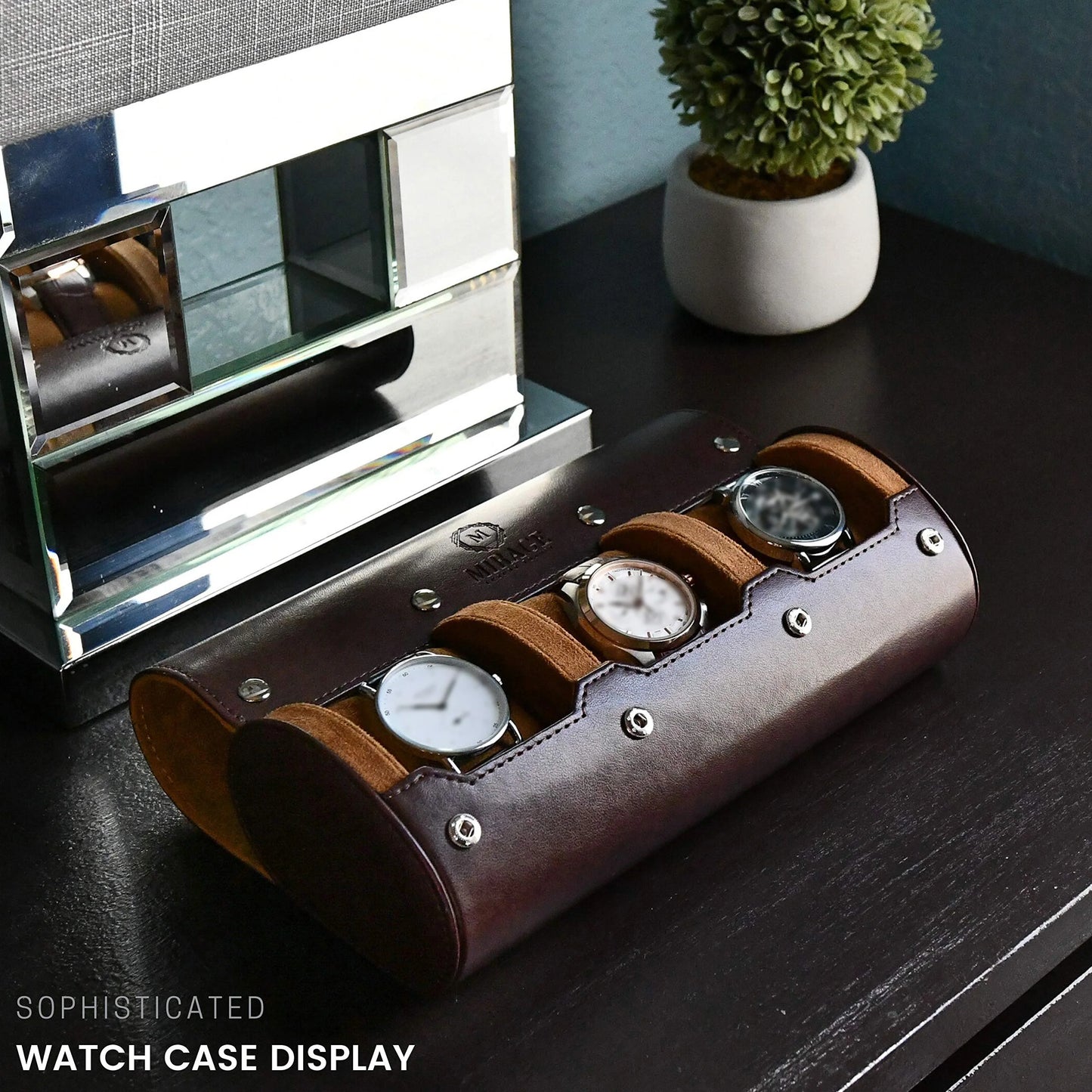6 Slot PU Leather Watch Travel Case Organizer