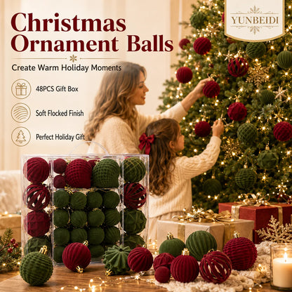 48-Piece Velvet Christmas Bauble Set