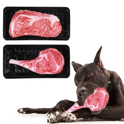 Squeaky Steak Dog Chew Toy
