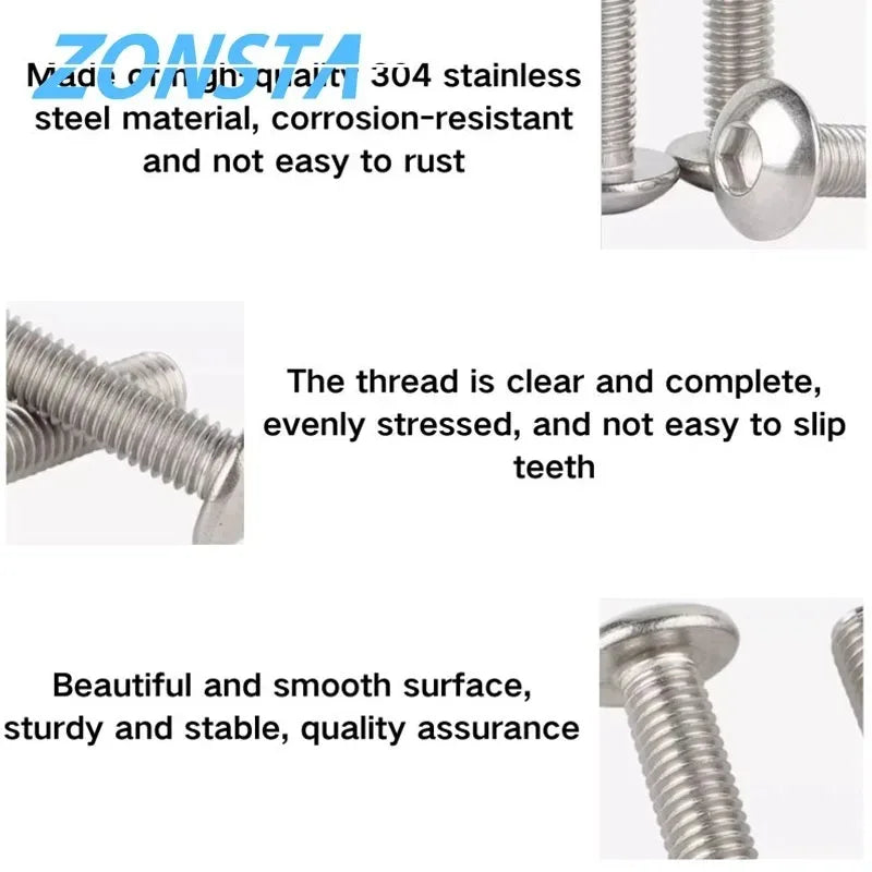 304 Stainless Steel Hex Socket Button Head Screws