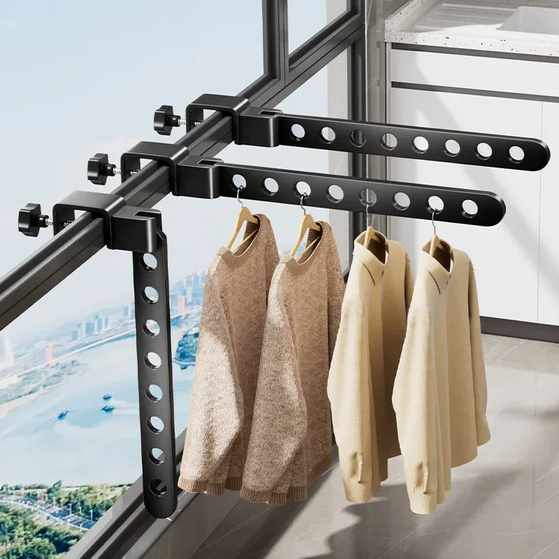 Foldable Rotatable Black Clothes Rack