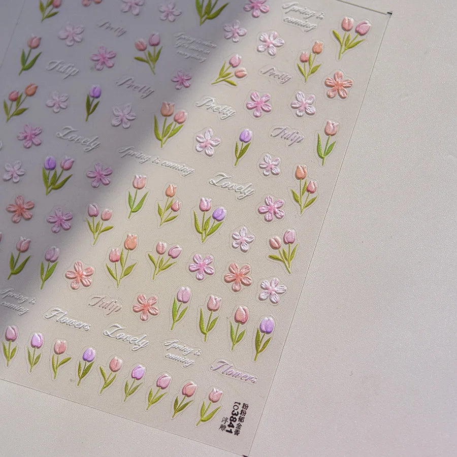 5D Cherry Blossom Nail Art Stickers