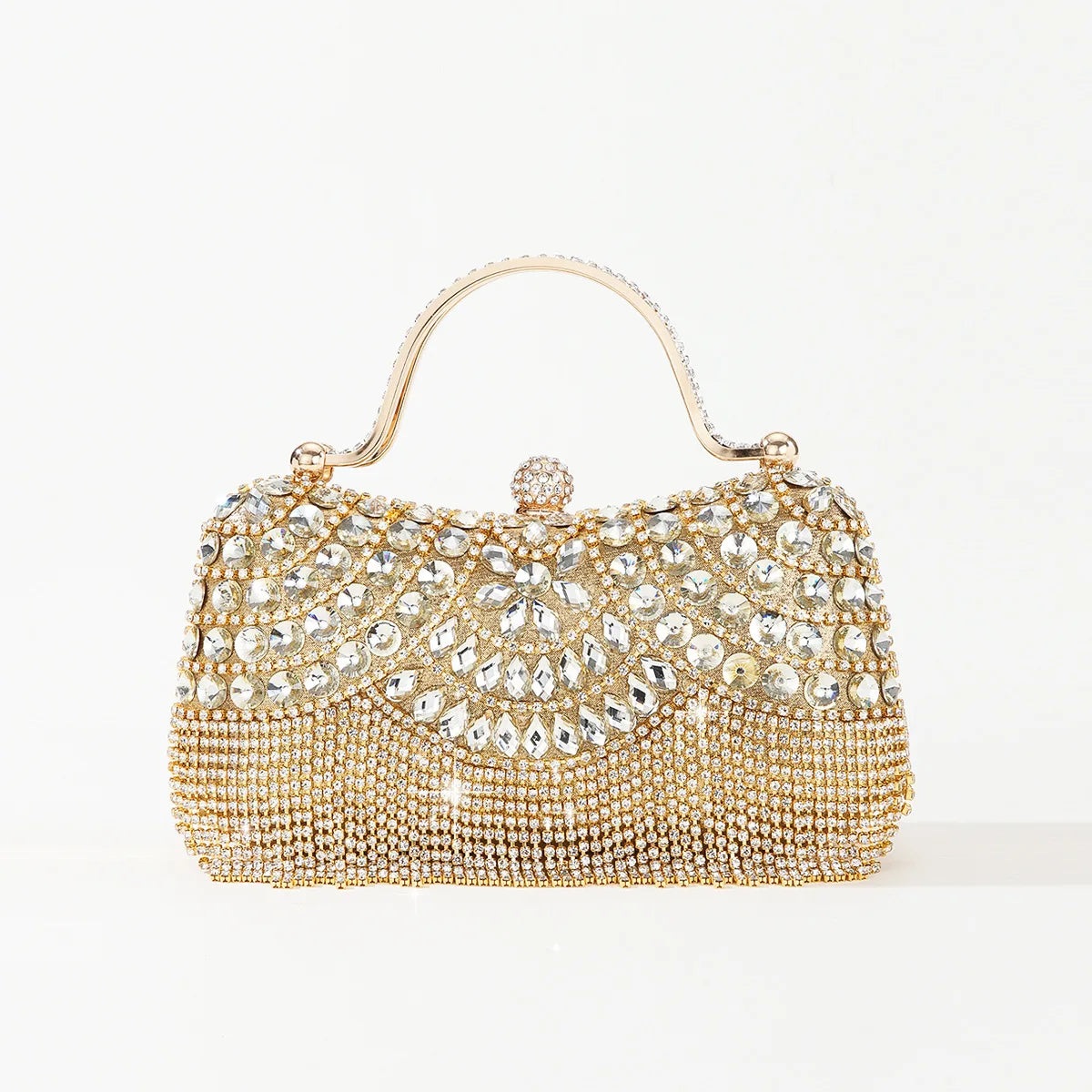 Rhinestone Tassel Handle Evening Bag