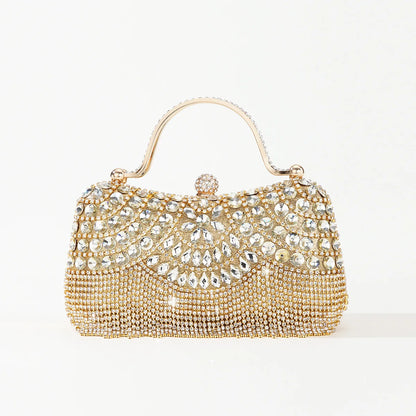 Rhinestone Tassel Handle Evening Bag