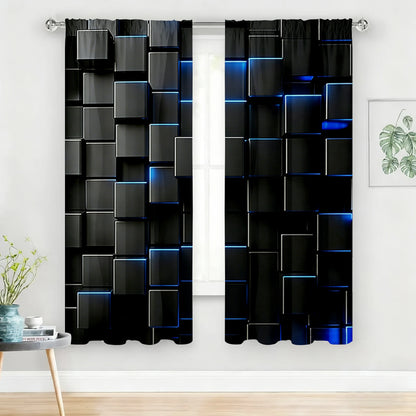Neon Cube Sheer Curtains 2Pcs Set