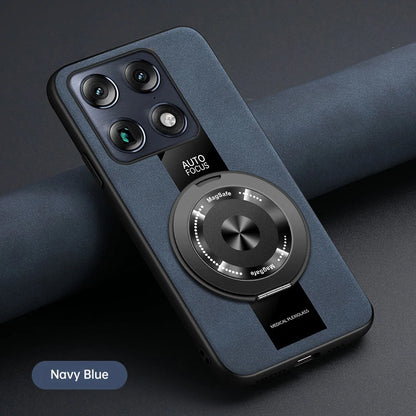 Luxury Magnetic Leather Phone Case with Rotating Ring Stand