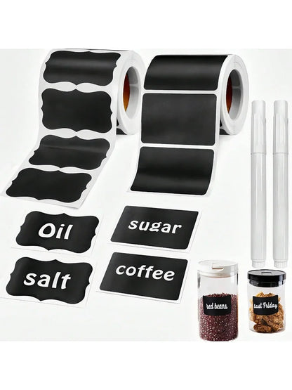 Black Waterproof Reusable Label Stickers