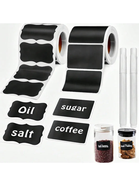 Black Waterproof Reusable Label Stickers