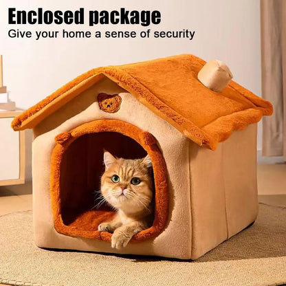Cozy Cat Cave Bed with Removable Cushion