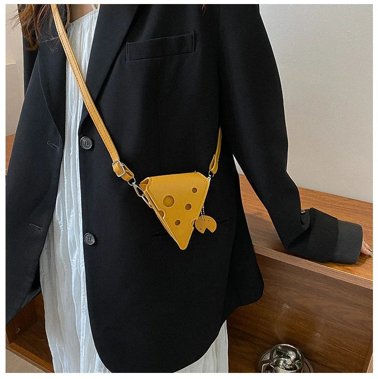 Cheese-Shaped Mini Crossbody Bag for Women