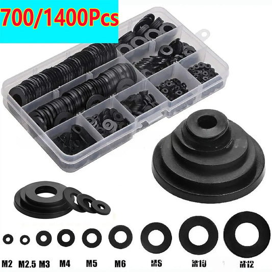 Black Nylon Flat Washer Assortment Kit – M2 to M12