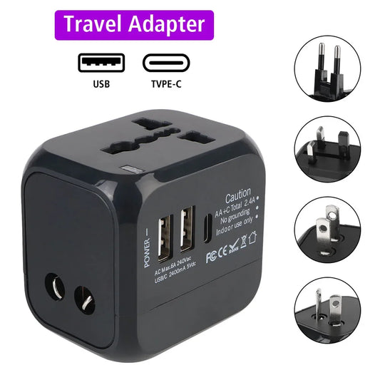 Universal Travel Adapter with USB-C & Dual USB Ports